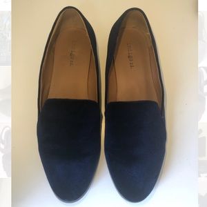 Navy velvet smoking slippers